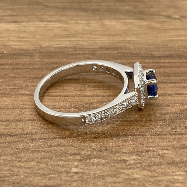 Diamond and sapphire engagement ring.