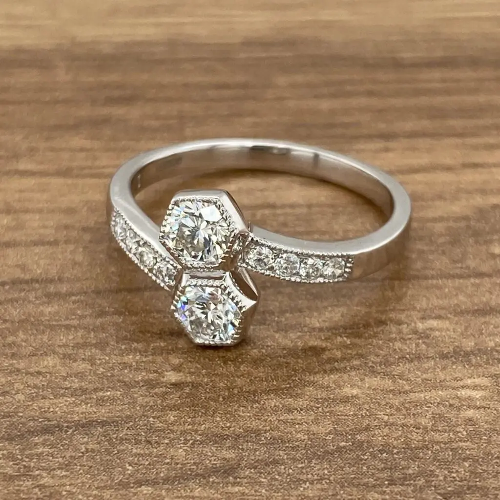 Diamond engagement ring with two stones.