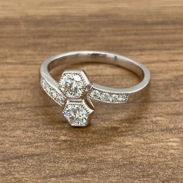 Diamond engagement ring with two stones.