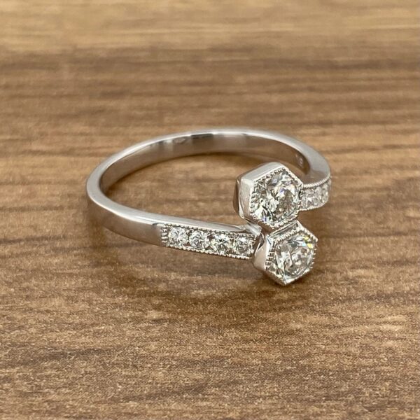 Diamond engagement ring with two stones.