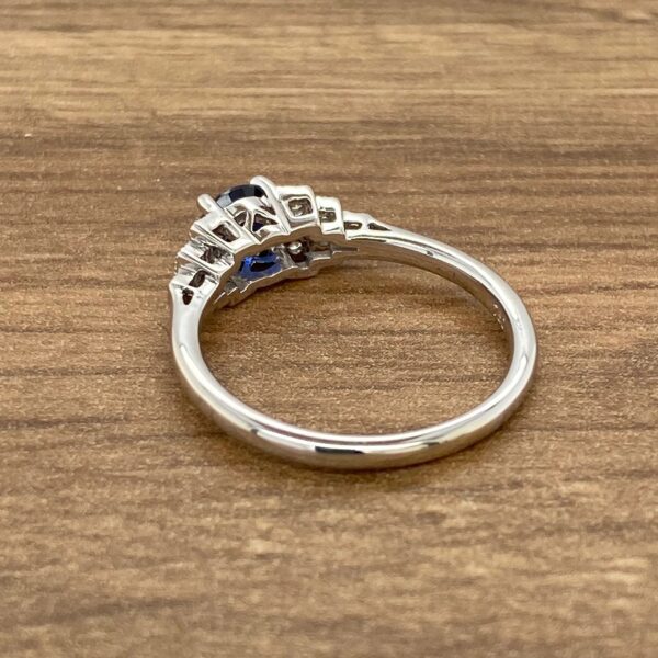 Blue sapphire and diamond engagement ring.