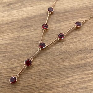 Garnet Collet Drop Necklace