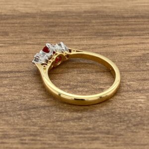 Fire Opal & Diamond Three Stone Ring