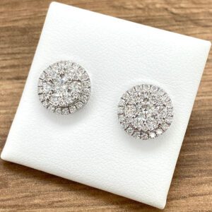 Diamond Double Cluster Stud Earrings, 1.75ct