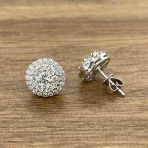 Diamond Double Cluster Stud Earrings, 1.75ct