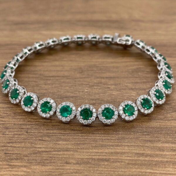 Emerald and diamond tennis bracelet.