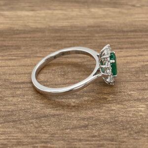 Emerald & Diamond Oval Cluster Ring, 1.10ct