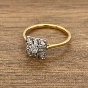 Diamond Edwardian Style Square Pierced Ring