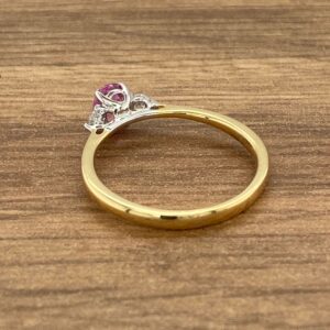 Pink Sapphire & Diamond Three Stone Ring, Oval Centre