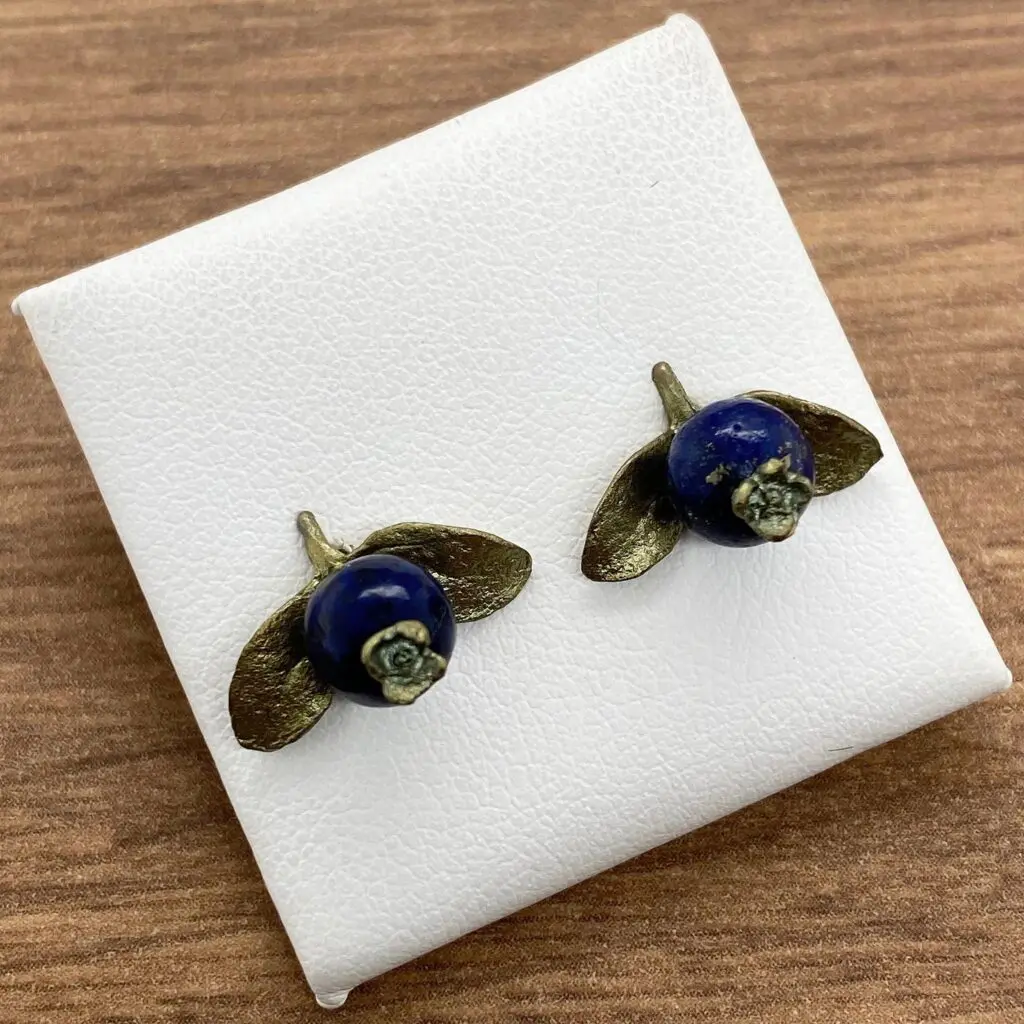 Pair of bronze and lapis lazuli earrings.