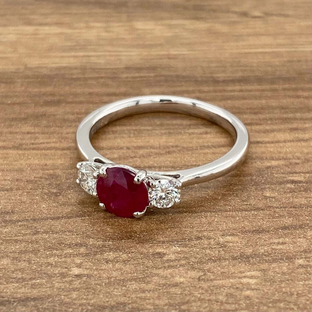 White gold ruby and diamond ring.