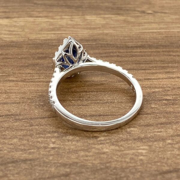 Blue sapphire and diamond engagement ring.