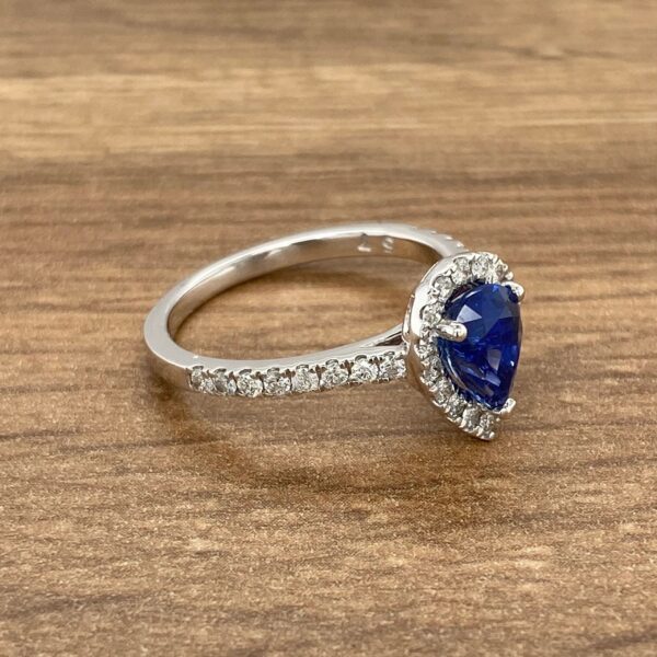 Diamond and sapphire engagement ring.