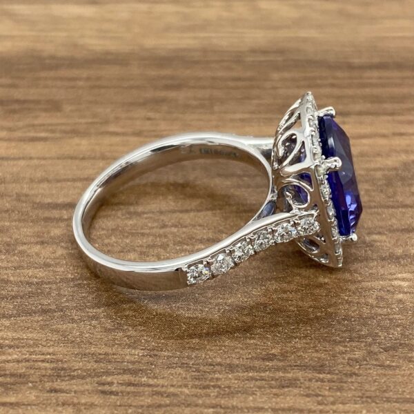 Diamond and sapphire engagement ring.