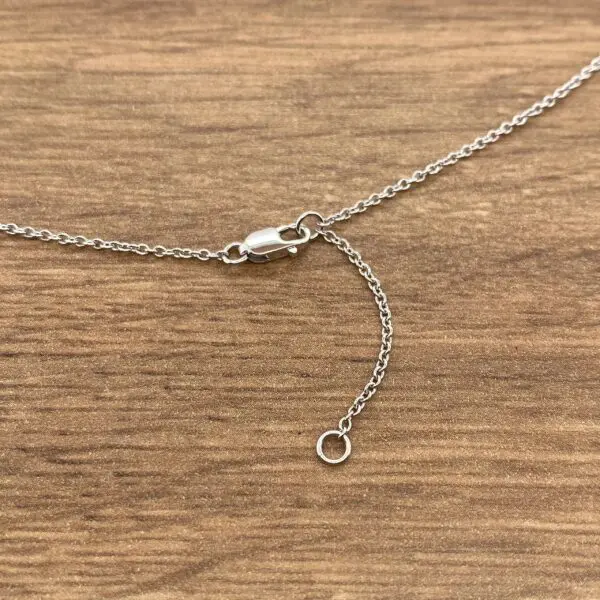 Silver necklace chain with clasp and extender.