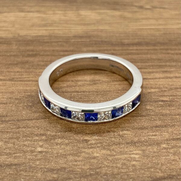 Diamond and sapphire eternity band ring.