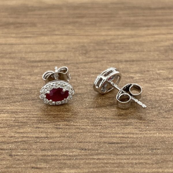 Ruby and diamond stud earrings.