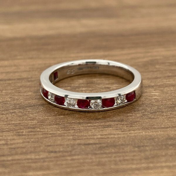 Diamond and ruby eternity band ring.