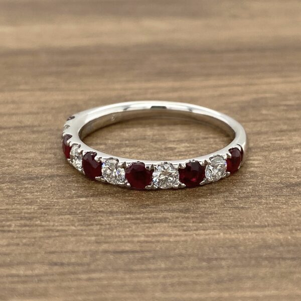 Ruby and diamond eternity band ring.