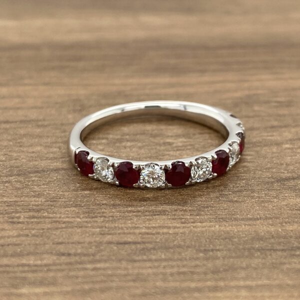 Ruby and diamond eternity band ring.