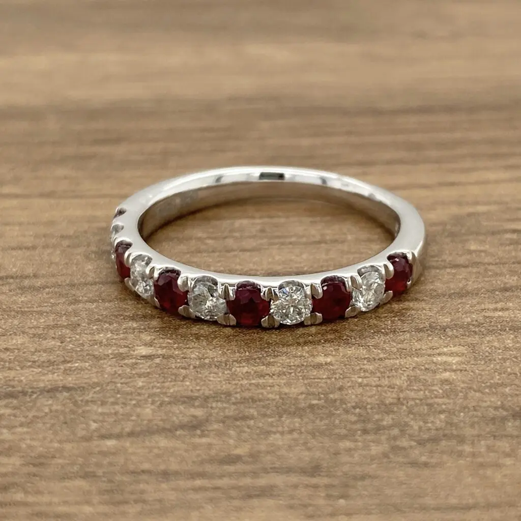 Ruby and diamond eternity band ring.