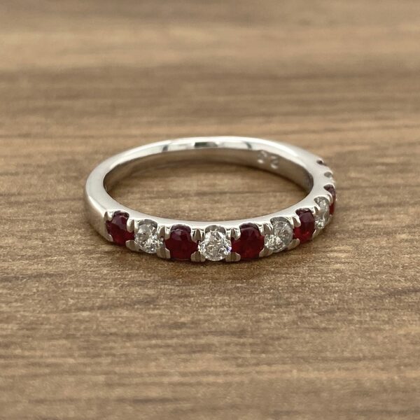 Ruby and diamond eternity band ring.