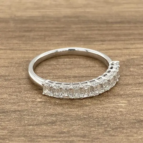 Diamond eternity band with baguette stones.