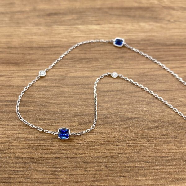 Sapphire and diamond chain necklace.