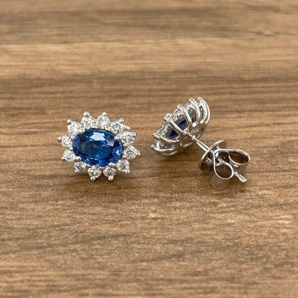 Diamond and sapphire stud earrings.