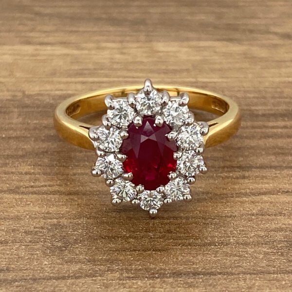 Gold ring with ruby and diamonds.