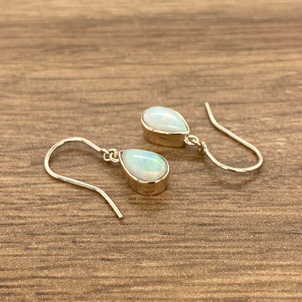 Pair of teardrop opal earrings