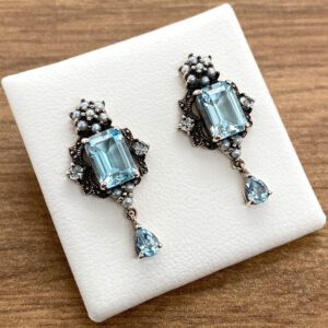 Silver & Blue Topaz Edwardian-style Drop Earrings