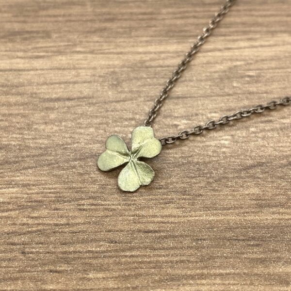 Silver chain with four-leaf clover pendant.