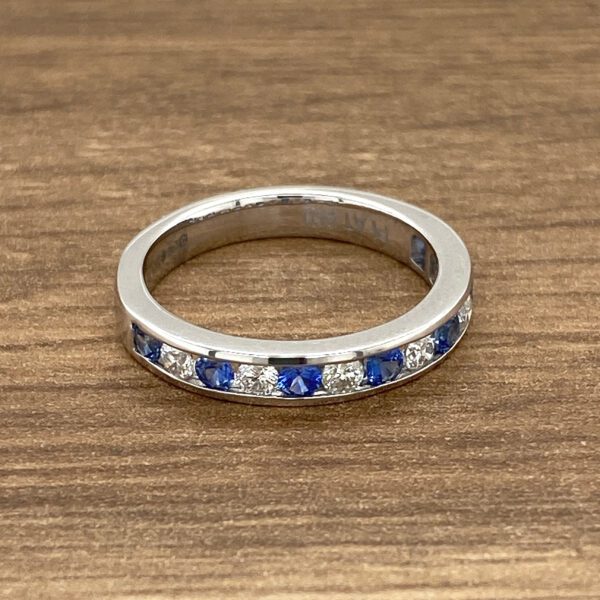 Diamond and sapphire eternity band ring.