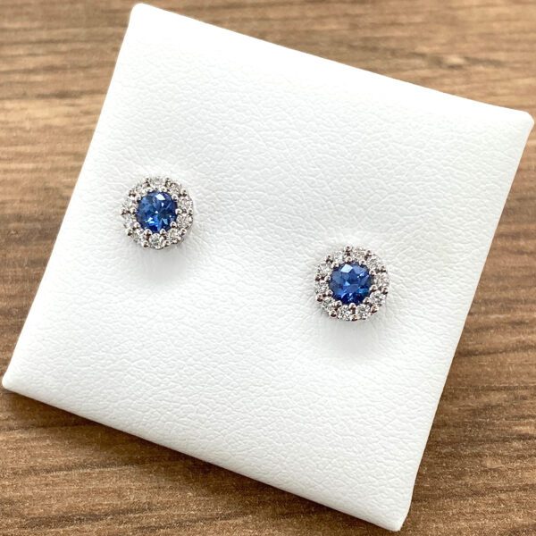 Blue sapphire and diamond earrings.