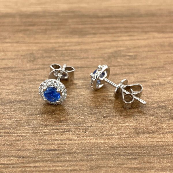 Blue sapphire and diamond earrings.