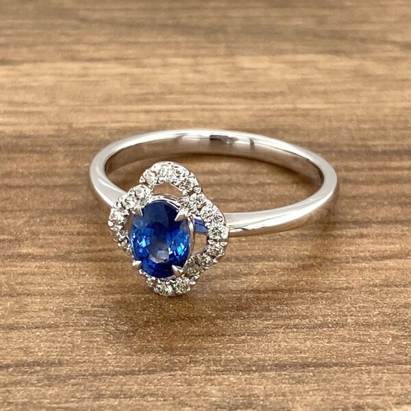 Diamond and sapphire engagement ring.