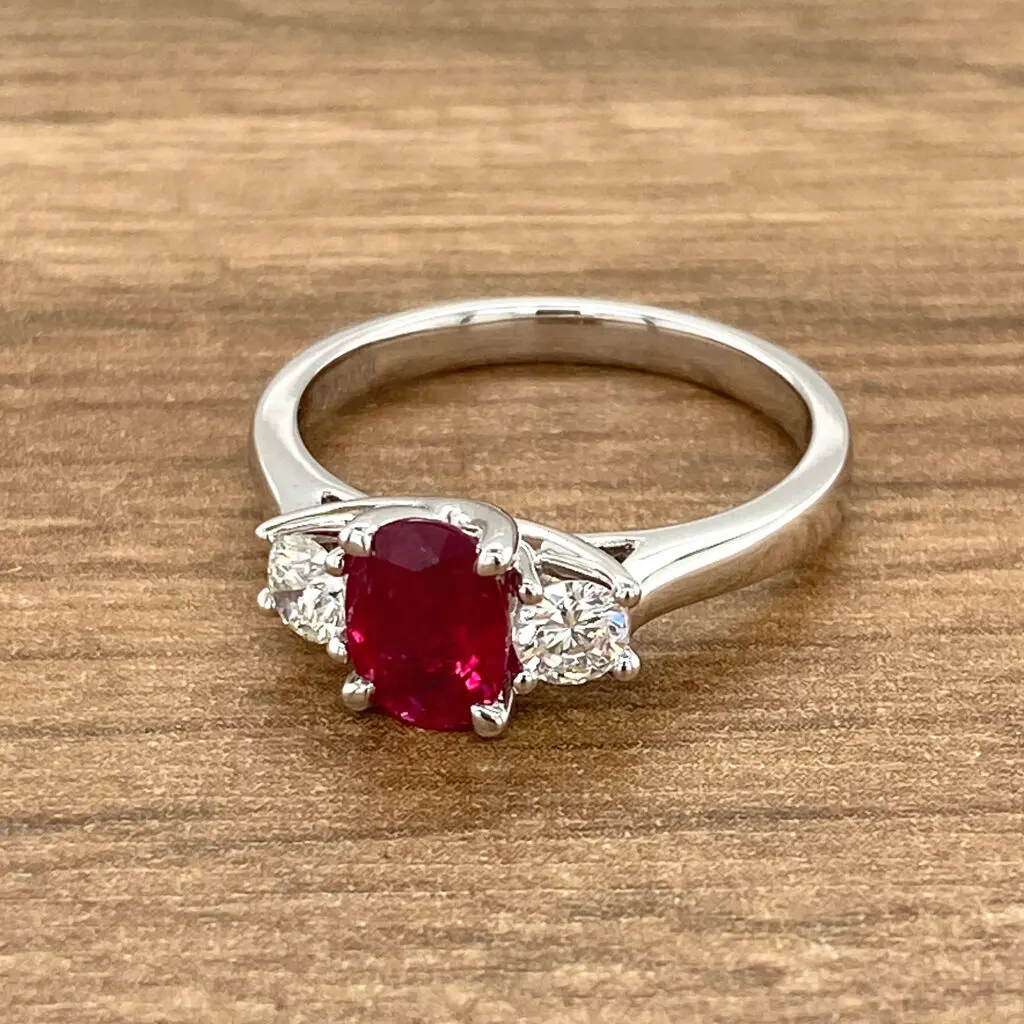 Ruby and diamond engagement ring.