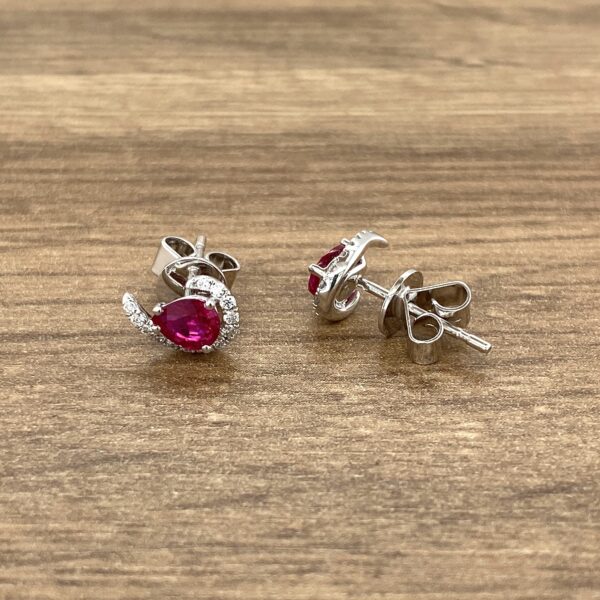 White gold ruby and diamond earrings.