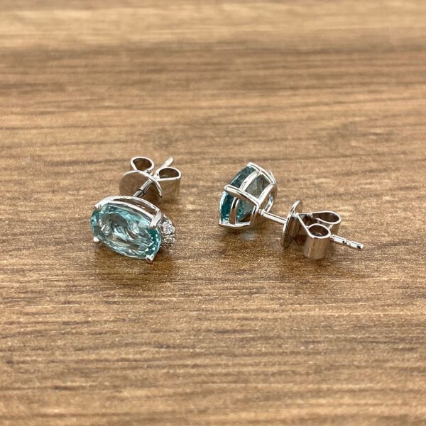 Pair of silver aquamarine earrings.