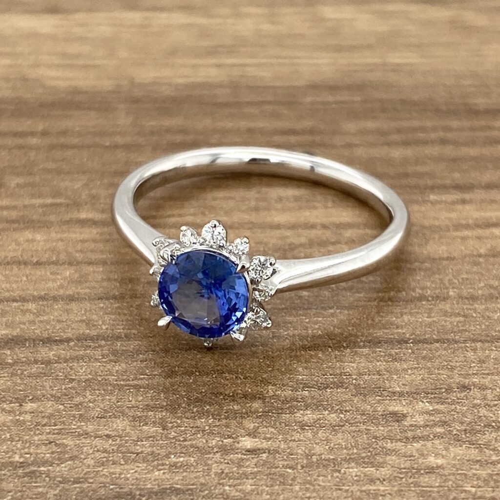 Sapphire and diamond engagement ring.