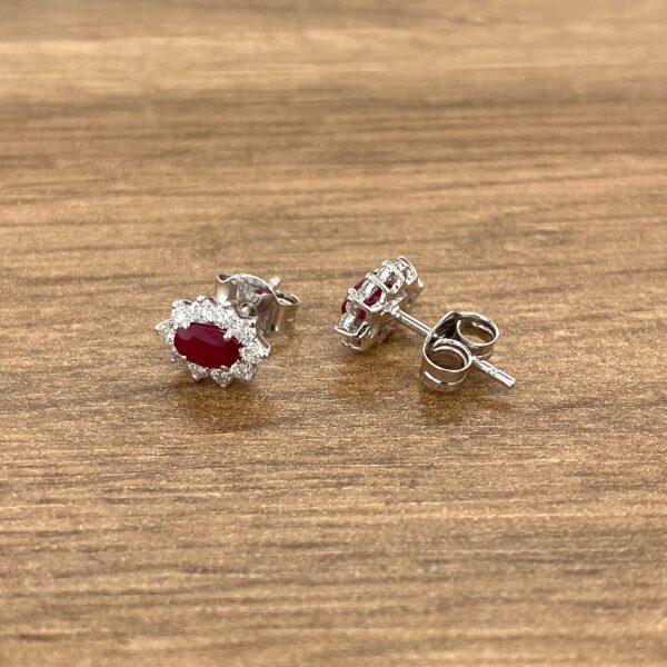 Ruby and diamond stud earrings.