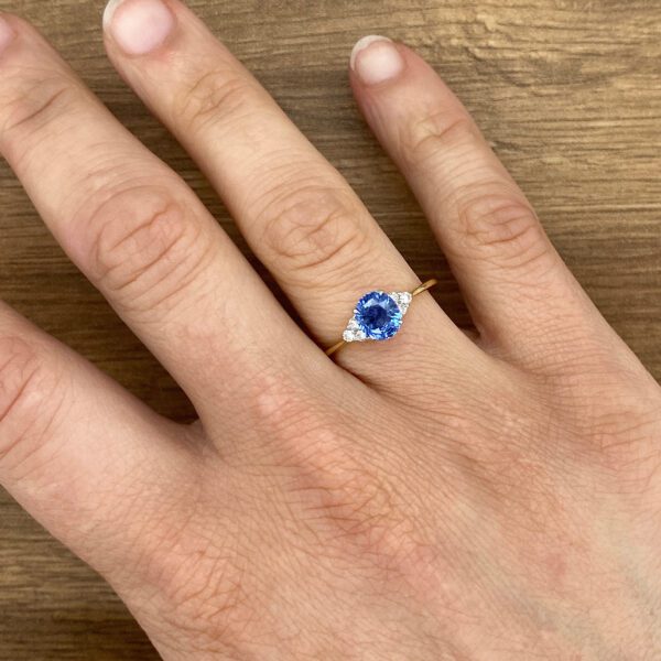 Blue sapphire and diamond ring.