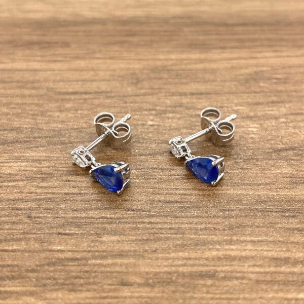 Pair of sapphire and diamond earrings.