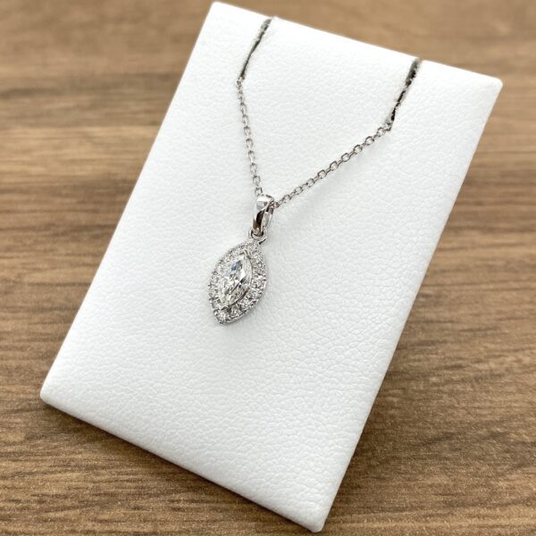 Marquise diamond pendant necklace.