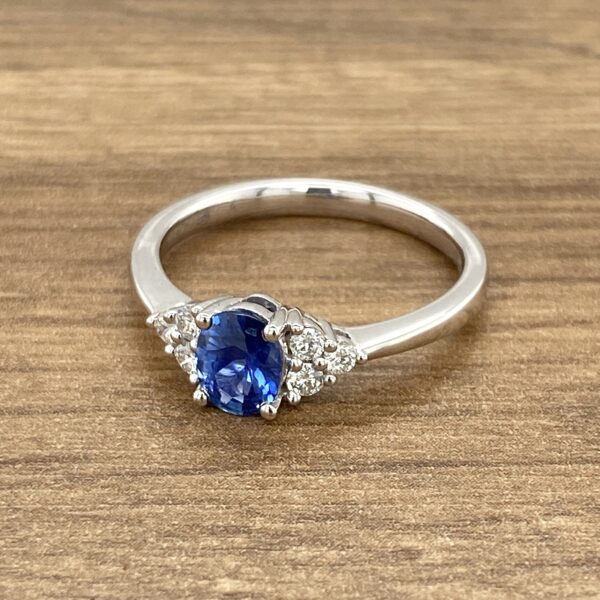 Blue sapphire and diamond ring.