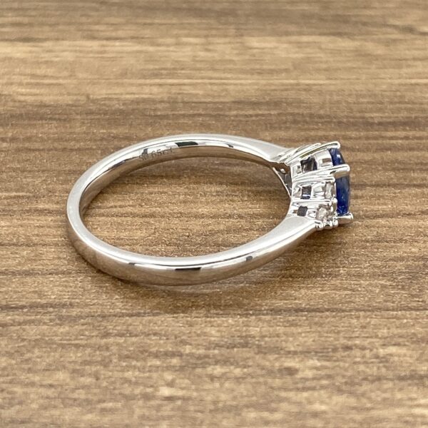 White gold sapphire and diamond ring.