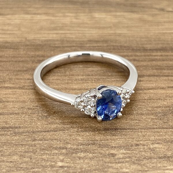 Blue sapphire and diamond ring.