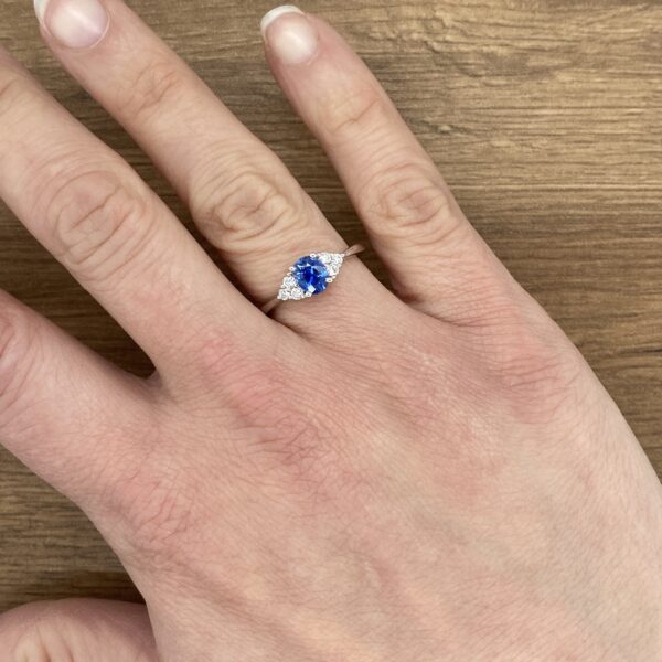 Blue sapphire and diamond ring.