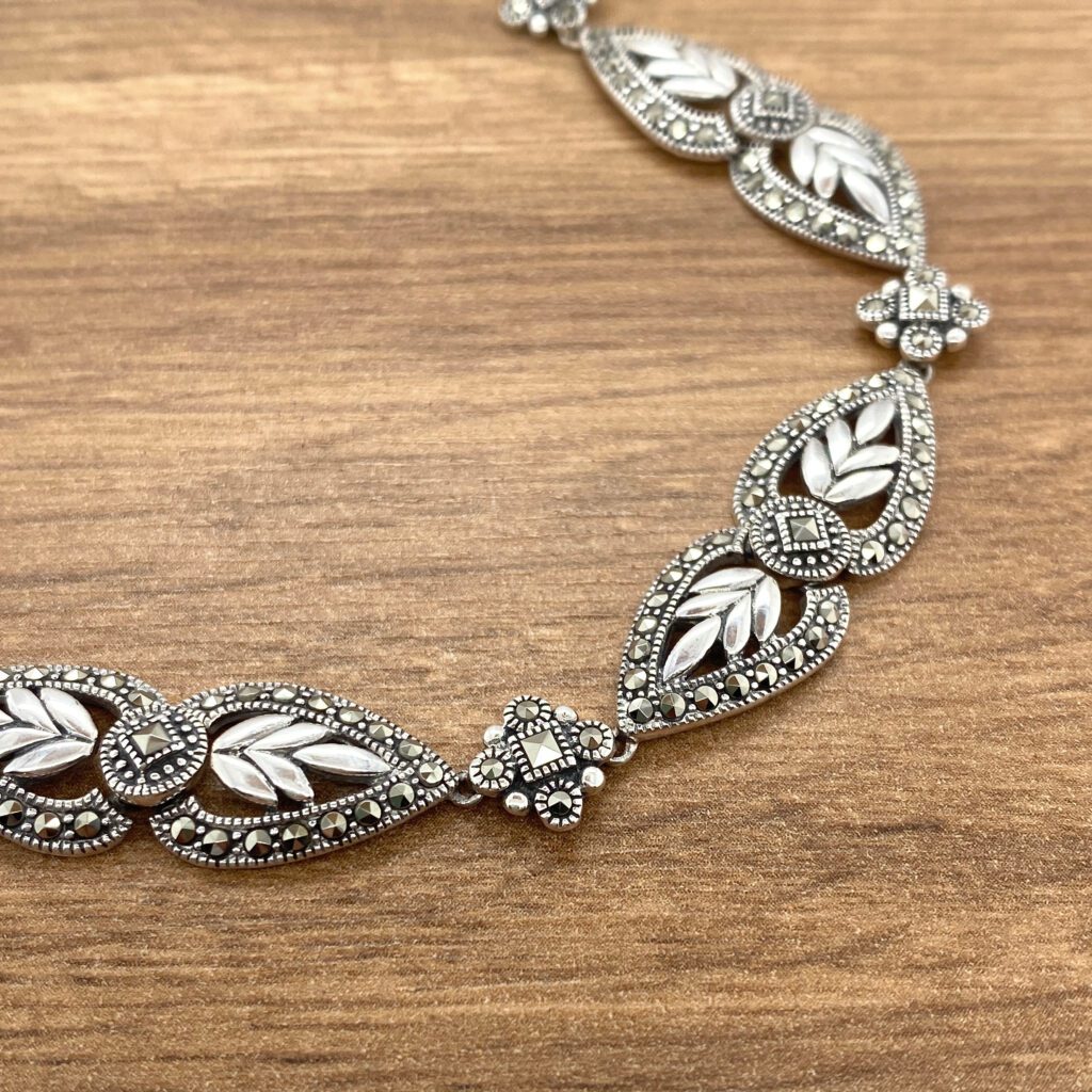 Elegant marcasite silver necklace.